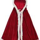 Christmas Halloween Costumes Cloak Mrs. Claus Santa Xmas Velvet Hooded Cape Robe One Size