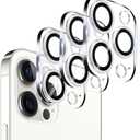 3 Pack Tempered Glass Camera Lens Protector for iPhone 12 Pro 6.1", Ultra HD, 9H Hardness, Anti-Scratch, Case Friendly, Easy to Install [No Affect on Night Shots] (Silver CD)