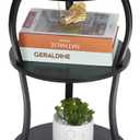 Vintage Small Round Side Table, 3-Tier Slim Waist Circular End Table with Storage Shelf, Compact Tea Sofa Side Table, Round Corner Coffee Table Nightstand for Living Room Bedroom Small Spaces,Black