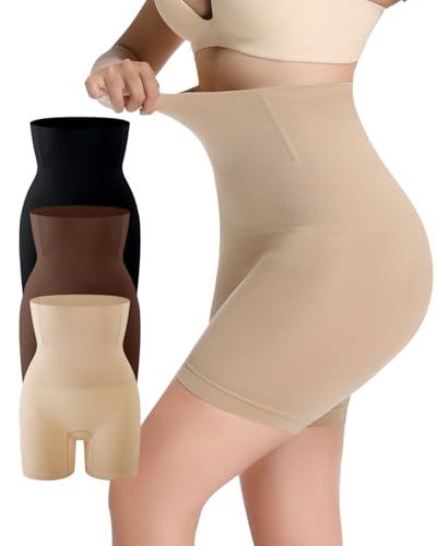 GROW LOOP 2 PCS High Waisted Tummy Control Shapewear for Women Butt Lifter Body Shaper Shorts Black Medium/Large