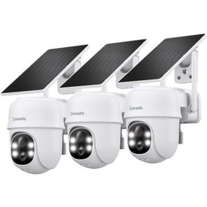 Cinnado 2K Cameras for Home Security-2.4G WiFi Outdoor Camera Wireless Solar/Battery Powered, 360 Viewing, Human Detection, Color Night Vision, Cloud/SD Storage B6 (B6-White-3pack-2.4G) White