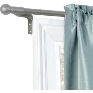 Maytex Easy Install Caf Window Curtain Rod, No Measuring Needed, 48" - 120", with Decorative Round Finials, Brushed Nickel
