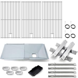Adviace Replacement Parts for Monument Grill 35633 41847NG 24367 24633, A0212926 Main Burner & D010012307 Flame Tamer & A0212804 Cooking Grid & Grease Tray & Igniter for 35633 Monument Grill