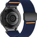 Magnetic Elastic Bands for Samsung Galaxy Watch 7/6/5/4/FE 40mm 44mm/Galaxy Watch 6 Classic 43 47mm/5 Pro 45mm/4 Classic 42 46mm/Active 2, 20mm Wristband Stretchy Nylon Sport Strap Men Women (05-Midnight blue)