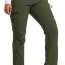 AREOUTS Women's Snow Ski Pants Fleece Lined Waterproof Softshell Insulated Winter Outdoor Hiking Cargo Pants Army Green XS (XS)