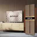 RITOLLO Wood Slat Panels for Wall 2-Piece 94.5"11" Acoustic Panels for Interior Wall Decor 3D Fluted Sound Absorbing Panel - Natural Walnut