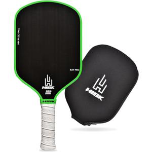 RAV PRO Pickleball Paddle - Ultimate HIGH END 16mm Japanese Toray T700 Raw Carbon Fiber CFS w/Excellent GRIT Roughness Texture, Aero Dynamic Curve, USAPA Approved, Non Slip Grip (Green)