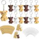 12 Set Bear Party Favor Bear Keychains with Organza Bags Thank You Tags For Baby Shower Bear Theme Party Return Favors Supplies