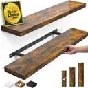 BAYKA Floating Shelves Set of 2, 22.5" Rustic Wood Wall Mounted Shelves for Bathroom, Bedroom, Living Room, Kitchen & Office, Hanging Display Shelf with 22 lbs Capacity (Rustic Brown)
