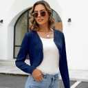 ZAFUL Women's Long Sleeve Ribbed Cropped Cardigan Sweaters Open Front Bolero Short Shrugs S-XXL (Blue, L)