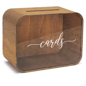 Heather & Willow Wooden Wedding Card Box with Slot | Acrylic Wedding Decorations for Reception, for Honeymoon Fund & Money | Baby Shower, Bridal Shower, Graduation Card Box with Lid