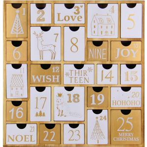 Juegoal Advent Calendar with 25 Drawers Countdown to Christmas, Refillable Wooden Advent Xmas Gift for Kids, 12 Inches Tall, 2 Pack 