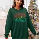 LUKYCILD Christmas Vibes Sweatshirt Women Merry Christmas Shirt Xmas Long Sleeve Shirt Winter Holiday Sweatshirts (Small, Green1-merry Bright)