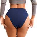 3 x OLIKEME Womens Underwear Cotton Bikini Panties Hig Cut Hipster Breathable Stretch Briefs (L)