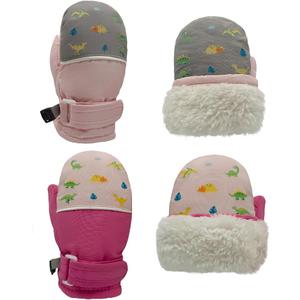 Toddler Mittens Waterproof Fleece Lined 2 Pack Toddler Winter Gloves Warm Snow Gloves for Baby Boys Girls, Small