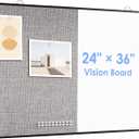 ARCOBIS Cork Board White Board Combo, 36"X24" Linen Bulletin Board Whiteboard for Wall, Magnetic Dry Erase Corkboard for Home, Office, School, Grey