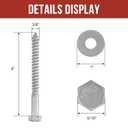3/8" x 4" Lag Bolts (50 Pcs) Lag Screws for Wood, Hot Dip Galvanized, Hex Head with Washers
