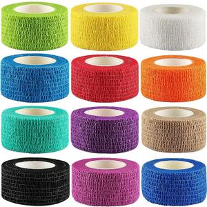 12Pack 1 x 5 Yards Self Adhesive Bandage Wrap, Elastic Self Breathable Self Adherent Wrap for Pets, Athletic Cohesive Bandage for First Aid, Sports Injury & Protection, 12Color