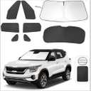 8PCS YYCKE Window Shades for Seltos 2021-2024 for Kia Accessories Car Side Full Windows Rear Triangular Windshield Sun Shade Sun UV Rays & Privacy Protection for Camping,Napping,and Relaxing