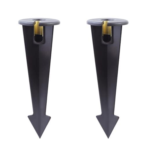 Makergroup Inground Light Stakes, 1/2 NPT Female Thread, 9.5" Sturdy Plastic Stake with Brass Thread, Garden Yard Replacement Spikes for Outdoor Landscape Pathway Lights,Spotlights,Floodlights 2-Pack