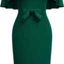 AISIZE Women's Elegant Batwing Cape with Bow Cocktail Party Dress (Green, S)