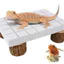 Bearded Dragon Shedding Rock, Bearded Dragon Pumice Stone Platform for Shedding, Calcium Stone with Wooden Pile, Reptiles Claw Grinding Block to Remove Dead Skin, Reptile Tank Care Accessories