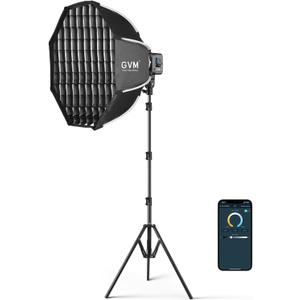 GVM SD80D 80W LED Video Light Kit with Softbox, Bowens Mount, CRI97+, 2700K-7500K Color Temperature, APP Control, and Tripod Stand for Video and Wedding Shooting