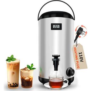 Drink Dispenser with Heating Insulated Beverage Dispenser, Electric Heating Beverage Dispenser-75 Cup Hot&Cold water Urn,Stainless Steel Hot Drink Dispenser 12 L/3.2 Gallon for tea,Juice