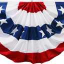 HOOSUN 4th Of July Decorations,American Flag Bunting for Outside,3x6 Ft Fourth of July Bunting Patriotic Memorial Day Decor,Red White and Blue USA Flag Pleated Fan Flag,American Flag Banners for Porch