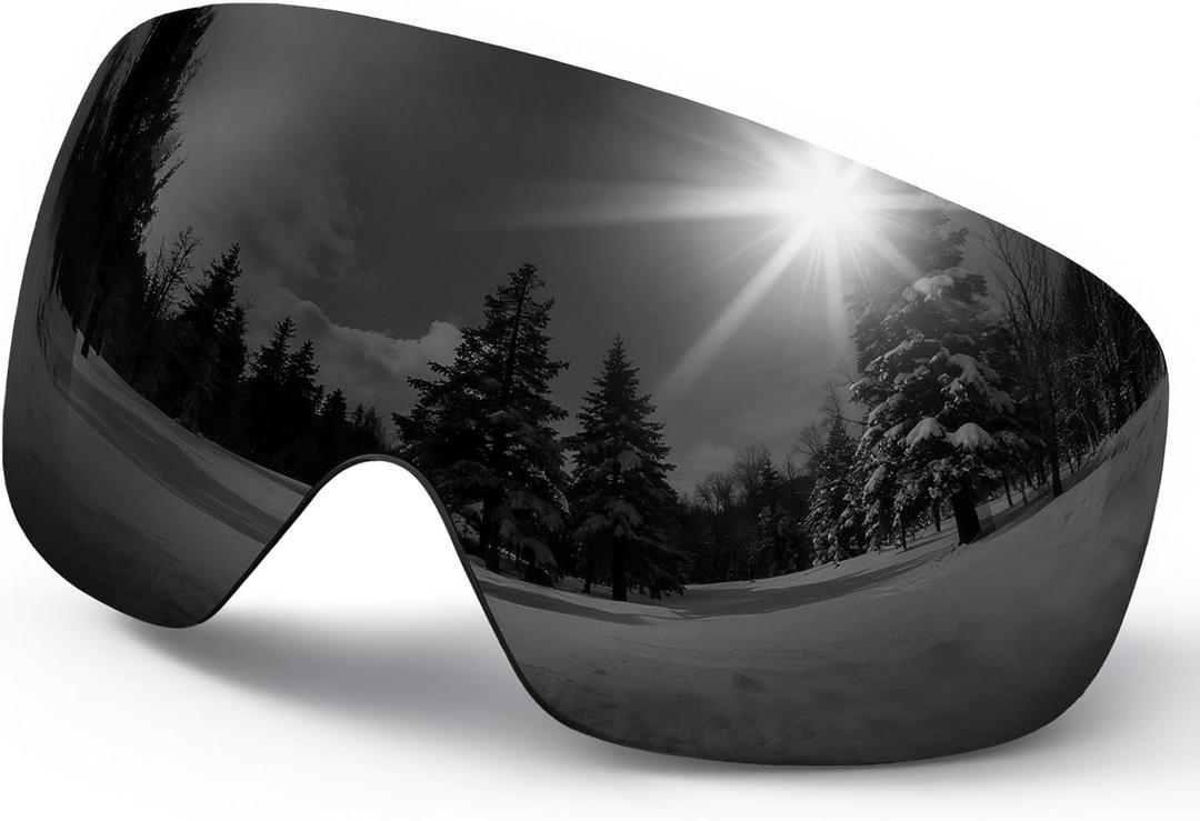 Snowalva Replacement Lens Exclusively Ver.2 Ski Goggles, 8 Color Choices of Lenses with Different Light Transmittance (Black(vlt 11.6%))