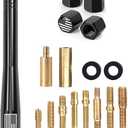 American Flag Car Truck Short Antenna 7“ with Tire Valve Caps for GMC Sierra Dodge Ram Chevy Silverado 1500 2500 3500 Avalanche Ford F150 F250 F350 Super Duty Raptor Bronco, Car Accessories (Black)