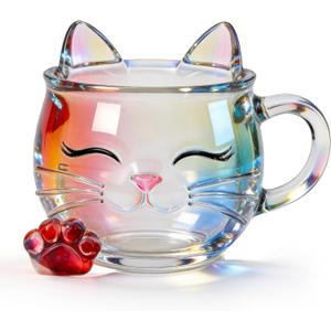 VNROSE Cute Cat Coffee Mug,Cat Lovers' Gift for Women & Girls, Cat Cup with Funny Design, Ideal for Coffee or Tea(12oz)