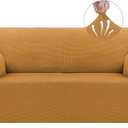 Asnomy Sofa Covers for 2 Cushion Couch Stretch loveseat Covers Slipcovers, Pet Protector Furniture Covers for Dogs Cats Spandex Jacquard Fabric Small Checks Medium Golden