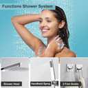 Chrome Shower System 8 Inch, Rain Shower Head with Handheld Spray, Luxury Rain Shower Set Square Wall Mount for Bathroom with Rain Shower and Handheld Shower System