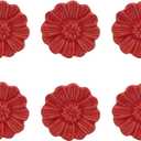 5PCS Vintage Floral Daisy Ceramic Dresser Drawer Knobs Elegant Cabinet Cupboard Door Hardware Pull Handles w/Screws Red
