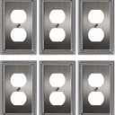 6-Pack Duplex Outlet Cover, Antique Silver Metal Wall Plates for Electrical Outlets, 1 Gang Receptacle Light Switch Cover, Pearls Beaded Decorative Switch Plates and Outlet Covers