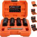 XEWEA Bolt Nut Extractor Set, 5PCS 1/2 Drive Easy Out Broken Wheel Tire Lug Nut Extraction/Remover Socket Set for Damaged, Frozen,Studs, Rounded Stripped Bolts & Nuts Screws