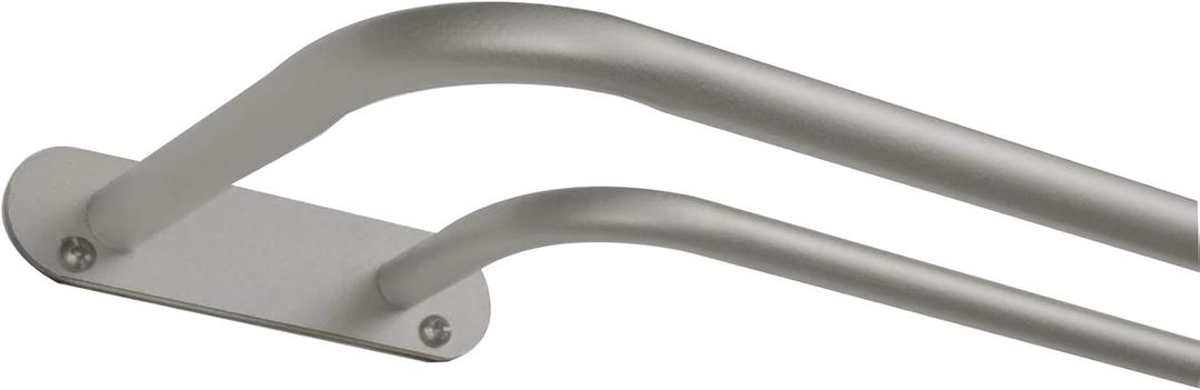 EXCLUSIVE HOME Fetter Wrap Around Double Curtain Rod, Matte Silver, 52"-72"