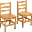 Kids Wooden Chair Set, Fully Assembled Ladderback Wood Chairs for Teens, Adults, Teachers, 18" Seat Height for Ages 13+ (Set of Two)
