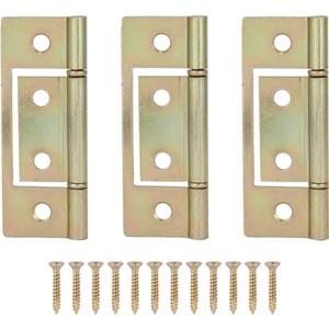 6 Pack Bifold Door Hinge Non-Mortise Bi-fold Door Hinges Surface Mounted Hinges for Closet Bifold Doors3 Inch & Brushed Brass