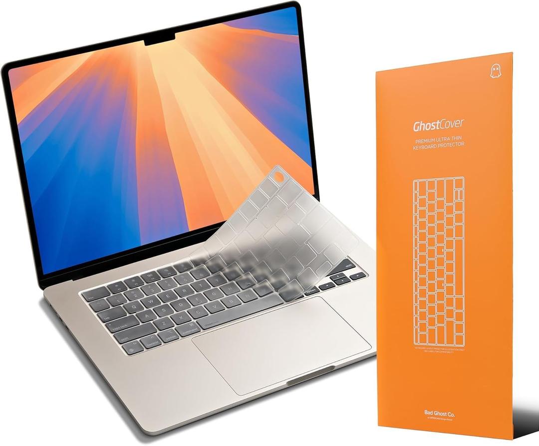 GhostCover FlexType Premium Keyboard Protector for High-Performance Typing, Compatible with 2021-2025 MacBook Pro 14/16 MacBook Air 13/15 M5/M4/M3/M2/M1 Pro/Max, US Keyboard Layout, Clear