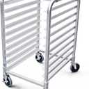 New Star Foodservice 36510 Commercial-Grade Aluminum 10-Tier Sheet Pan/Bun Pan Rack, 26" L x 20" W x 38" H with Brake Wheels Silver