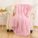 BENRON Baby Pink Throw Blankets, Soft Shaggy Plush Sherpa Blankets, Cozy Lightweight Fluffy Faux Fur Blankets for Bed Couch Sofa Washable, 60"x80"