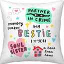 Best Friend Birthday Gifts for Women Pillow Cover 18x18 Inch - Bestie/Soul Sister/Friendship/BFF Gifts Pillowcase - Christmas/Birthday Gifts for Best Friend Woman/Female Throw Pillow Cover
