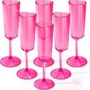 6 Pcs Valentines Day Heart Shaped Champagne Flutes 6 oz Fuchsia Wedding Champagne Flutes Galentines Party Wine Cups Acrylic Glasses for Valentines Wedding Galentine Bachelorette Party Supply