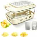 Glass Cheese Grater with Container and Lid, 46OZ Leak-Proof Cheese Container Bowl, Non-Slip Silicone Base, BPA-Free, Dishwasher & Freezer Safe for Butter, Cheese and Chocolate