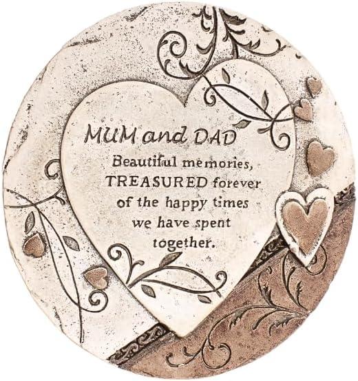 Mom and Dad Memorial Garden Stone, Durable Cement Outdoor Decorative Stones, Sympathy Gifts for Loss of Loved One, Remembrance Gift Memorial Stone Decor for Mom & Dad Grave Decorations for Cemetery