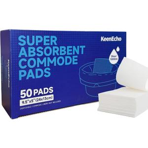 Super Absorbent Commode Pads 50 Count  Disposable Gel Pads for Bedside Commode Liners, Portable Toilets, Bedpans & Potty Chairs  Fast Absorption, No Mess, Medical Grade Protection
