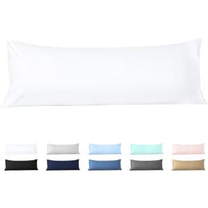 Body Pillow Cover 20x54 Body Pillow Case 100% Egyptian Cotton 600 Thread Count Soft & Skin-Friendly 1 Piece Body Pillowcase with Zipper Closure - 20x54 Inches, White