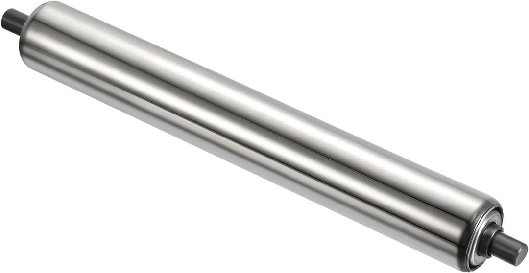 PATIKIL Conveyor Roller 3" Diameter 14" Length, 1 Pack Stainless Steel Transmission Replacement Part Galvanized End, Silver